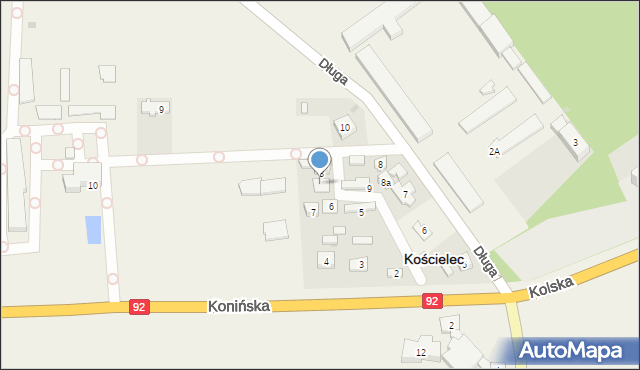 Kościelec, Konińska, 8b, mapa Kościelec