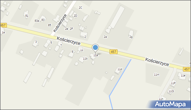 Kościerzyce, Kościerzyce, 11a, mapa Kościerzyce