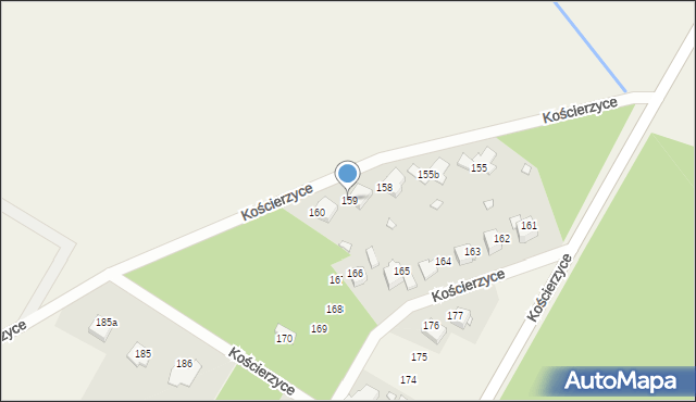 Kościerzyce, Kościerzyce, 159, mapa Kościerzyce