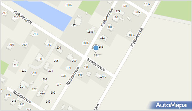 Kościerzyce, Kościerzyce, 184, mapa Kościerzyce