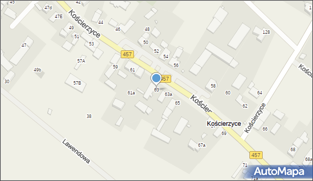 Kościerzyce, Kościerzyce, 63, mapa Kościerzyce