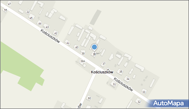 Kościuszków, Kościuszków, 38, mapa Kościuszków