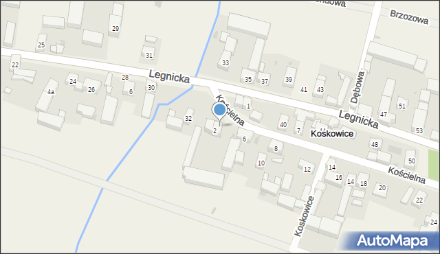 Koskowice, Kościelna, 2a, mapa Koskowice