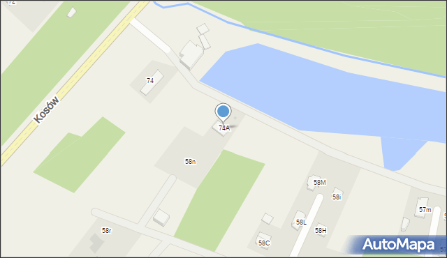 Kosów, Kosów, 74A, mapa Kosów