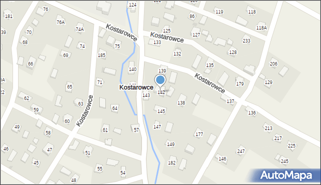 Kostarowce, Kostarowce, 142, mapa Kostarowce