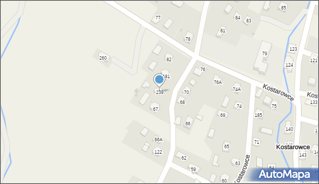 Kostarowce, Kostarowce, 239, mapa Kostarowce