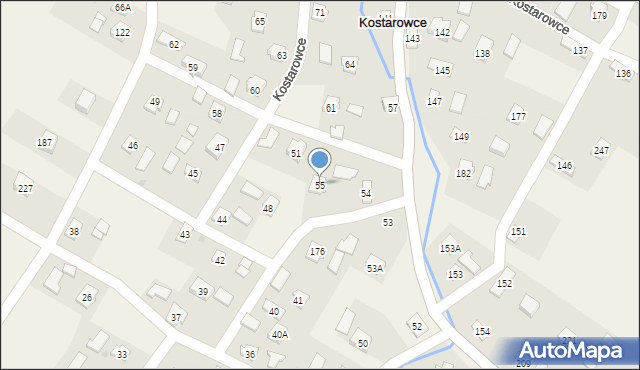 Kostarowce, Kostarowce, 55, mapa Kostarowce