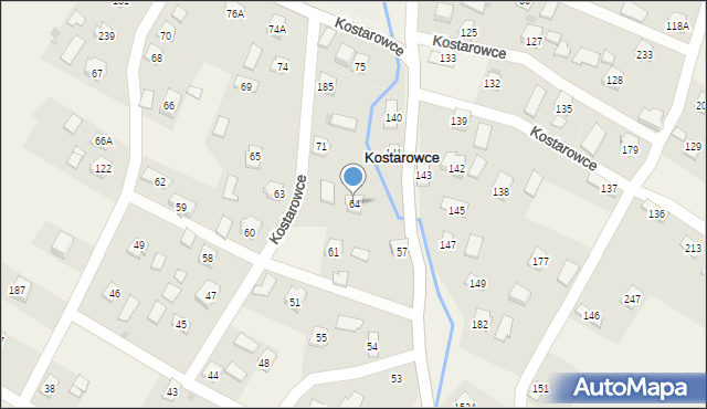 Kostarowce, Kostarowce, 64, mapa Kostarowce