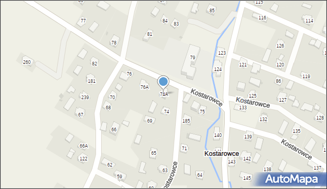 Kostarowce, Kostarowce, 74A, mapa Kostarowce