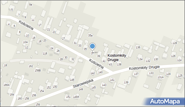 Kostomłoty Drugie, Kościelna, 37, mapa Kostomłoty Drugie