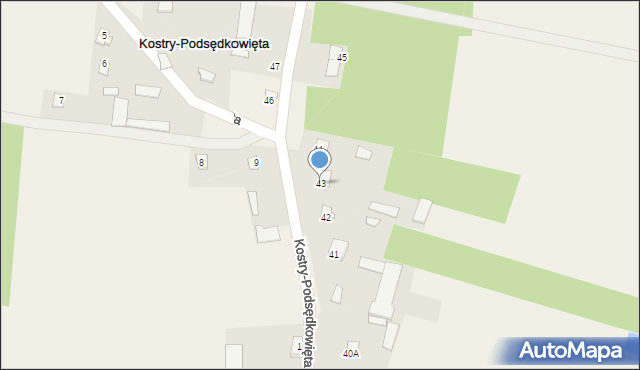 Kostry-Podsędkowięta, Kostry-Podsędkowięta, 43, mapa Kostry-Podsędkowięta