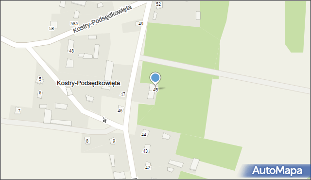 Kostry-Podsędkowięta, Kostry-Podsędkowięta, 45, mapa Kostry-Podsędkowięta