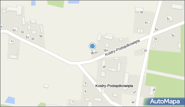 Kostry-Podsędkowięta, Kostry-Podsędkowięta, 58, mapa Kostry-Podsędkowięta