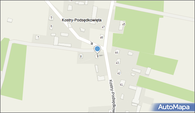 Kostry-Podsędkowięta, Kostry-Podsędkowięta, 9, mapa Kostry-Podsędkowięta