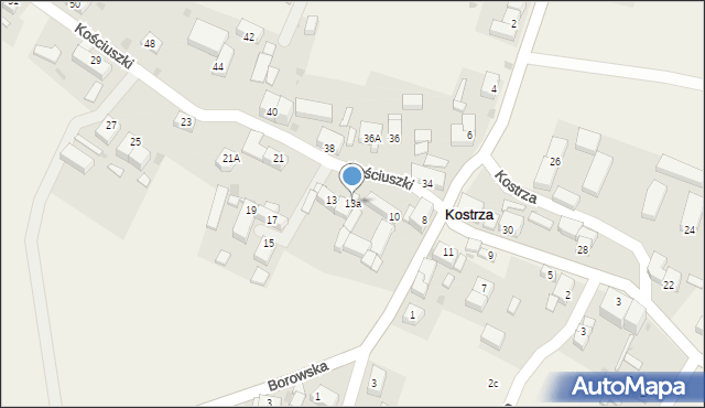 Kostrza, Kościuszki Tadeusza, gen., 13a, mapa Kostrza