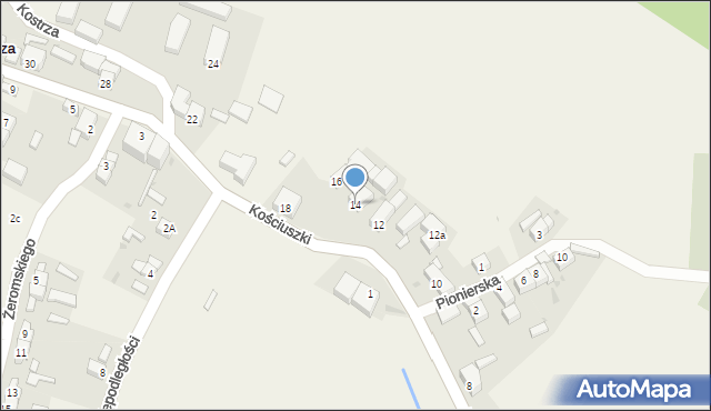 Kostrza, Kościuszki Tadeusza, gen., 14, mapa Kostrza