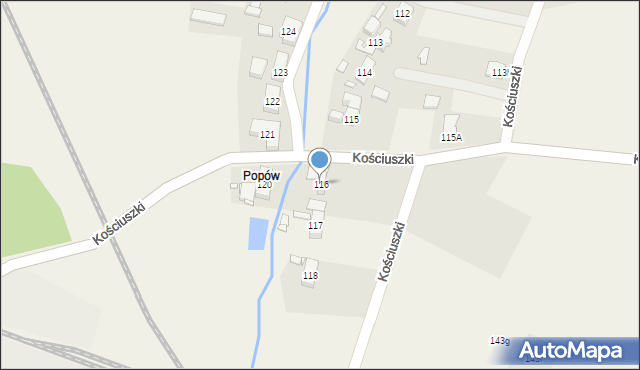 Kostrzyca, Kościuszki Tadeusza, gen., 116, mapa Kostrzyca