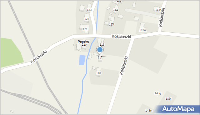 Kostrzyca, Kościuszki Tadeusza, gen., 117, mapa Kostrzyca