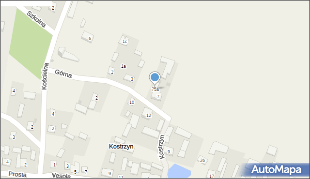 Kostrzyn, Kostrzyn, 75a, mapa Kostrzyn