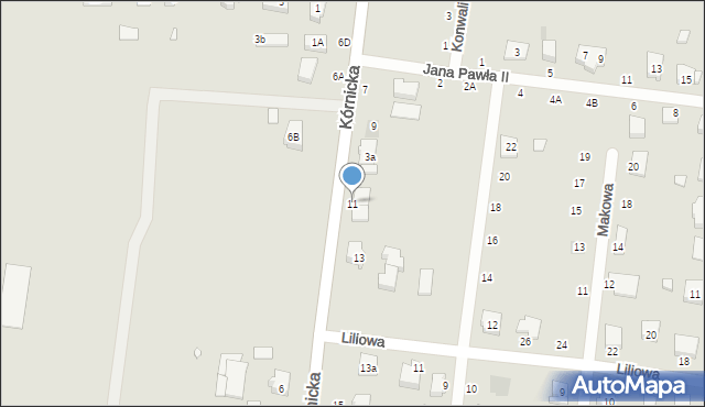 Kostrzyn, Kórnicka, 11, mapa Kostrzyn