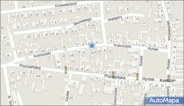 Kostrzyn, Kościuszki Tadeusza, gen., 12, mapa Kostrzyn