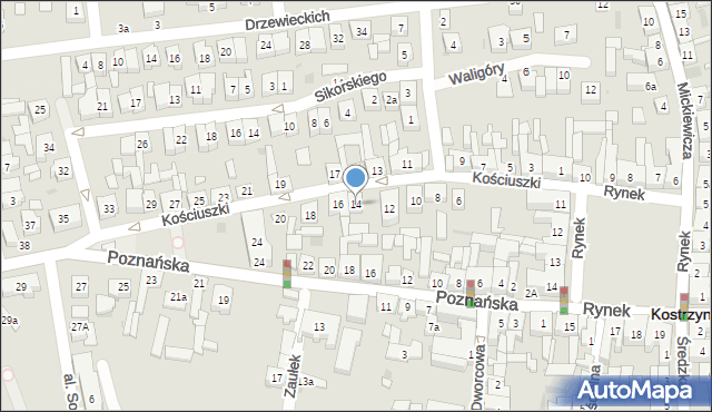 Kostrzyn, Kościuszki Tadeusza, gen., 14, mapa Kostrzyn