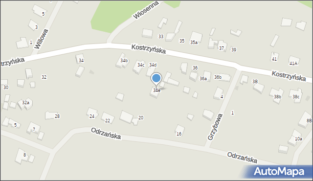 Kostrzyn nad Odrą, Kostrzyńska, 34e, mapa Kostrzyn nad Odrą