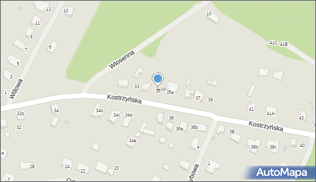 Kostrzyn nad Odrą, Kostrzyńska, 35, mapa Kostrzyn nad Odrą