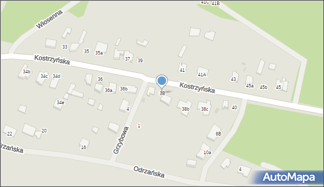 Kostrzyn nad Odrą, Kostrzyńska, 38, mapa Kostrzyn nad Odrą