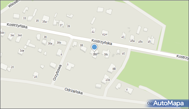 Kostrzyn nad Odrą, Kostrzyńska, 38b, mapa Kostrzyn nad Odrą