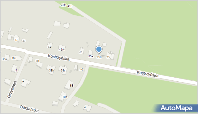 Kostrzyn nad Odrą, Kostrzyńska, 45b, mapa Kostrzyn nad Odrą