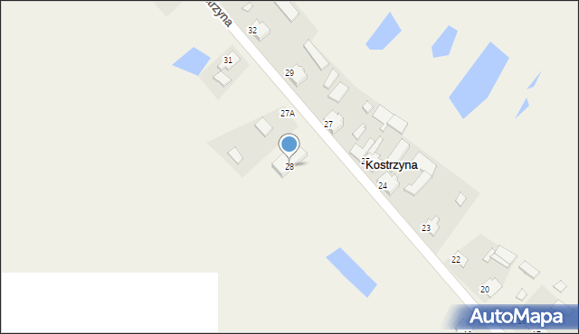 Kostrzyna, Kostrzyna, 28, mapa Kostrzyna