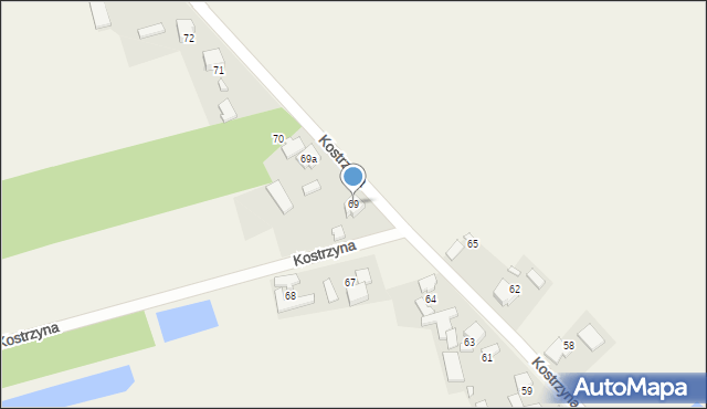 Kostrzyna, Kostrzyna, 69, mapa Kostrzyna