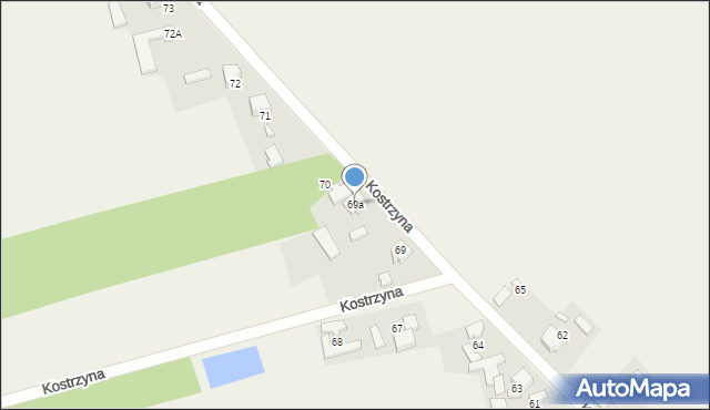 Kostrzyna, Kostrzyna, 69a, mapa Kostrzyna