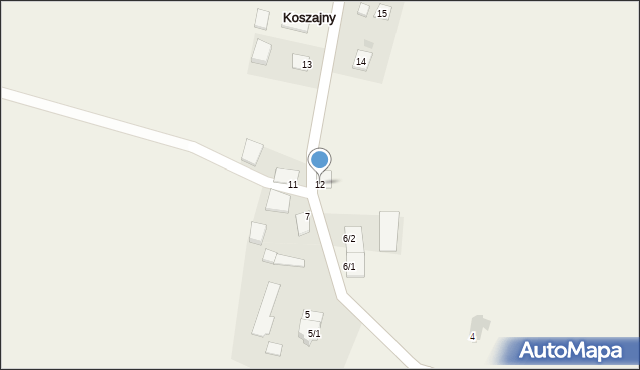 Koszajny, Koszajny, 12, mapa Koszajny