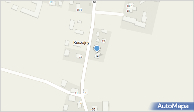 Koszajny, Koszajny, 14, mapa Koszajny