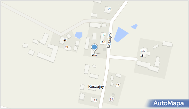 Koszajny, Koszajny, 16/1, mapa Koszajny