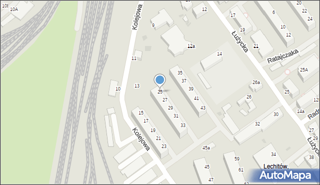 Koszalin, Kolejowa, 25, mapa Koszalina