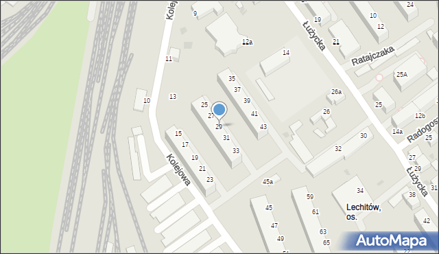 Koszalin, Kolejowa, 29, mapa Koszalina