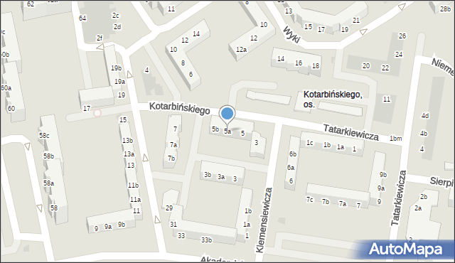 Koszalin, Kotarbińskiego Tadeusza, 5a, mapa Koszalina