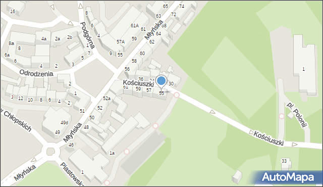 Koszalin, Kościuszki Tadeusza, gen., 55, mapa Koszalina