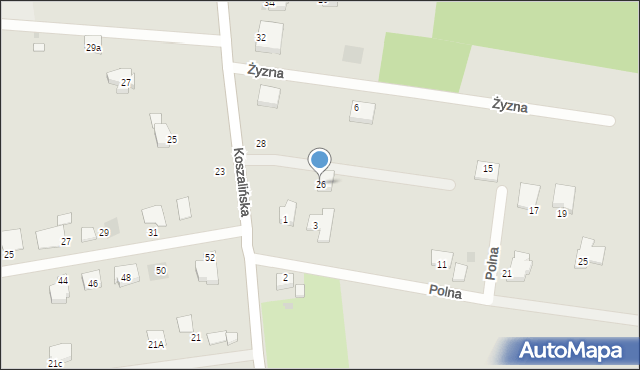 Koszalin, Koszalińska, 26, mapa Koszalina