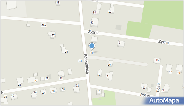 Koszalin, Koszalińska, 28, mapa Koszalina