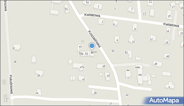 Koszalin, Koszalińska, 49, mapa Koszalina