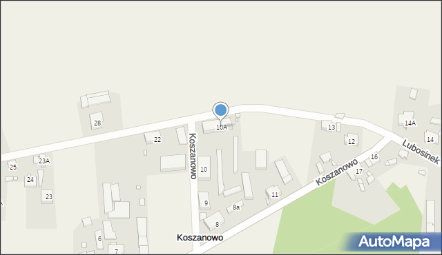 Koszanowo, Koszanowo, 10A, mapa Koszanowo