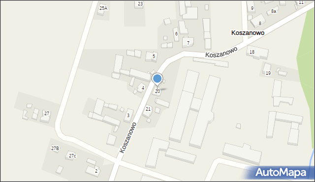 Koszanowo, Koszanowo, 20, mapa Koszanowo