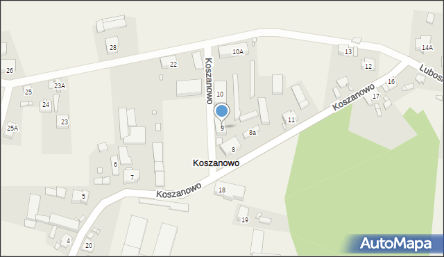 Koszanowo, Koszanowo, 9, mapa Koszanowo