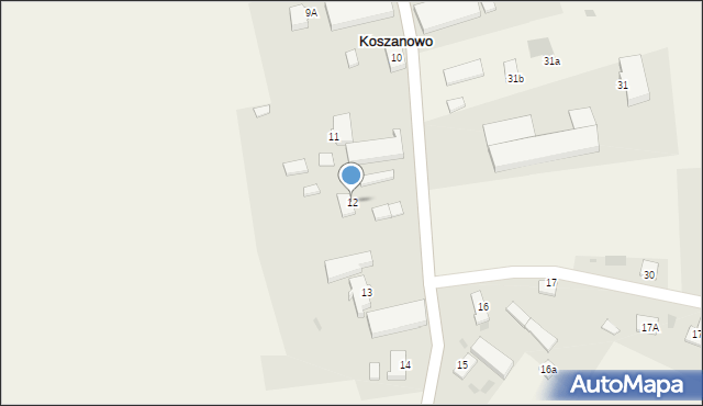 Koszanowo, Koszanowo, 12, mapa Koszanowo