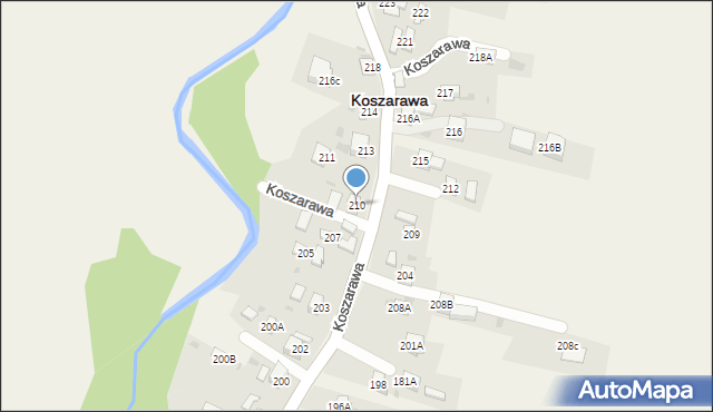 Koszarawa, Koszarawa, 210, mapa Koszarawa