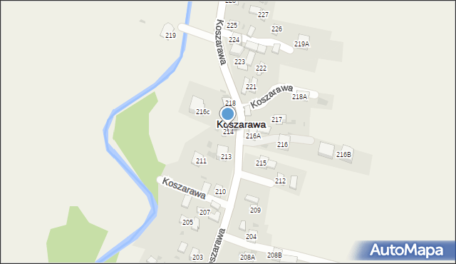 Koszarawa, Koszarawa, 214, mapa Koszarawa